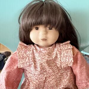 16.5” KAHA #8 Hand Painted Cloth Sculpted Face Swiss Anja Doll Face Waldorf